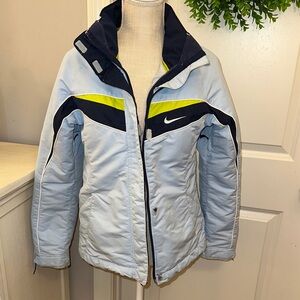 Nike Girls XL Sky Blue and Dark Blue Jacket with Yellow Stripe